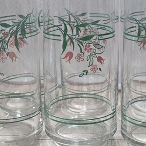 VINTAGE CORELLE DRINKING GLASS SET OF 6 ROSEMARIE  TULIP PATTERN BY CORNING EUC